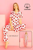Kadın Pijama Takımı %100 Pamuklu Gömlek ve Pijama Seti thumbnail 7