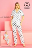 Kadın Pijama Takımı %100 Pamuklu Gömlek ve Pijama Seti thumbnail 12