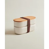Coco Magou 2'li Ahşap Kapaklı Saklama Kabı, 500 Ml, Soft Ekru thumbnail 1