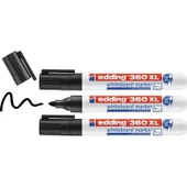 360 Xl Beyaz Yazı Tahtası Kalemi, Siyah, 3'lü Set, Yeniden Doldurulabilir thumbnail 1