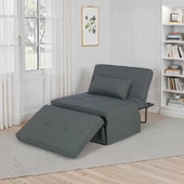 Cube Katlanır Yataklı Puf - Koyu Gri 96x189x42.5 / 96x168x92.5 cm thumbnail 1