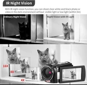 ORDRO 4K IR Gece Görüşü 1080P 60FPS Dijital WiFi Video Kamera Kaydedici thumbnail 2