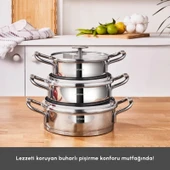 Karaca Vapor New Indüksiyon Tabanlı 6 Parça Sahan Çelik Tencere Seti thumbnail 3