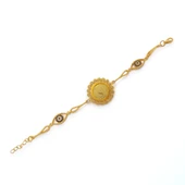 Altın Kaplama İmitasyon Çiçek Model Nazar Boncuklu Çeyrek Altınlı Bileklik BLK-1217 thumbnail 1