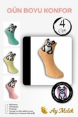 Kadın Çorap (4 Çift) Doğal Pamuklu Desenli Yetişkin Kız Çocuk Çorabı thumbnail 4