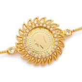 Altın Kaplama İmitasyon Güneş Model Nazar Boncuklu Çeyrek Altınlı Bileklik BLK-1219 thumbnail 2