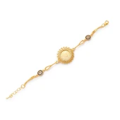 Altın Kaplama İmitasyon Güneş Model Nazar Boncuklu Çeyrek Altınlı Bileklik BLK-1219 thumbnail 1