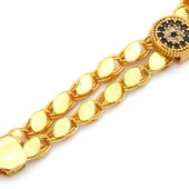 Altın Kaplama İmitasyon Nazar Boncuklu Arpa Model Çeyrek Çerçeveli Bileklik BLK-1222 thumbnail 4