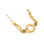 Altın Kaplama İmitasyon Nazar Boncuklu Arpa Model Çeyrek Çerçeveli Bileklik BLK-1222 thumbnail 2