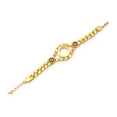 Altın Kaplama İmitasyon Nazar Boncuklu Arpa Model Çeyrek Çerçeveli Bileklik BLK-1222 thumbnail 1