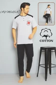 Erkek Pamuklu Pijama Takımı Cotton Gömlek ve Pijama Seti thumbnail 8