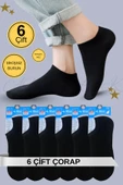 Erkek Kısa Çorap 6 Çift Pamuklu Penye Likralı Sneakers Görünmez Çorap thumbnail 9