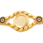 Altın Kaplama İmitasyon Nazar Boncuklu Çeyrek Altınlı Bileklik BLK-1223 thumbnail 2