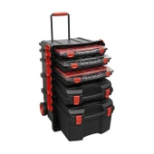 Tekerlekli 5 Katlı Taşınabilir 70 Litre Organizer Bölmeli Kulplu Kilitli Takım Çantası Alet Çanta thumbnail 7