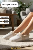 Kadın Ev Terliği İçi Tüylü Kışlık Kaymaz Taban Peluş Panduf thumbnail 9