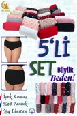 Kadın Külot / Kilot (5 Adet) Geniş Büyük Beden Karma Renk Çamaşır thumbnail 1