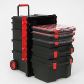 Tekerlekli 5 Katlı Taşınabilir 70 Litre Organizer Bölmeli Kulplu Kilitli Takım Çantası Alet Çanta thumbnail 8