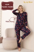 Kadın Pijama Takımı Desenli Pamuklu Bisiklet Yaka Takım thumbnail 6