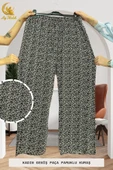 Kadın Pamuklu Dokuma Desenli Bol Kesim Geniş Paça Pantolon thumbnail 11