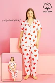 Kadın Pijama Takımı Pamuklu Geniş Beden Gömlek ve Pijama Seti (Battal Boy) thumbnail 10