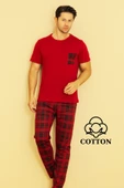Erkek Pamuklu Pijama Takımı Cotton Gömlek ve Pijama Seti thumbnail 4