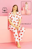 Kadın Pijama Takımı Pamuklu Geniş Beden Gömlek ve Pijama Seti (Battal Boy) thumbnail 9
