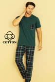 Erkek Pamuklu Pijama Takımı Cotton Gömlek ve Pijama Seti thumbnail 1