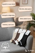 Kadın Çorap Doğal Pamuklu (4 Çift) Fitilli Yetişkin Kısa Çorap thumbnail 2