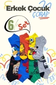 Erkek Çocuk 6`lı Paket Desenli Soft Yıkama Pamuklu Patik Çorap thumbnail 2