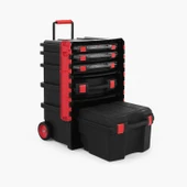 Tekerlekli 5 Katlı Taşınabilir 70 Litre Organizer Bölmeli Kulplu Kilitli Takım Çantası Alet Çanta thumbnail 1
