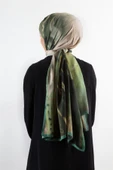 SÜVARİ ŞAL SOYUT DESENLİ HAKİ - PETROL YEŞİLİ RENKLİ 75X210 ŞAL İTALYAN DİKİŞLİ thumbnail 1