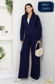 Kadın Triko Takım Düğmeli Şal Yaka Şık Pantolon Takım thumbnail 4