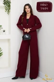 Kadın Triko Takım Düğmeli Şal Yaka Şık Pantolon Takım thumbnail 11