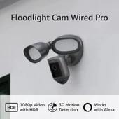 Ring Floodlight Cam Wired Pro Kuş Bakışı ve 3D Hareket Algılama, Grafit thumbnail 2