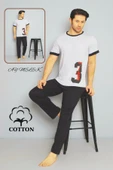 Erkek Pamuklu Pijama Takımı Cotton Gömlek ve Pijama Seti thumbnail 5