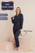 Kadın Pijama Takımı Desenli Pamuklu Polo Yaka Takım thumbnail 7
