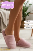 Kadın Peluş Ev Terliği Yumuşak Dokulu, Kaymaz Tabanlı, Rahat ve Sıcak Tutucu Terlik thumbnail 4