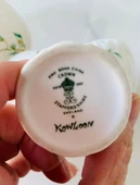 Antika İngiliz Porseleni Yeşil Çiçek Desenli Kabartma Detaylı Kemik Porselen Sepet Şekerlikler thumbnail 8