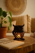 PAMUK'S DESİGN 3D Dekoratif Baykuş Mumluk, Tealight Mumluk, Bohem Rustik Ev Dekoru, Hediyelik Romantik Aydınlatma thumbnail 1