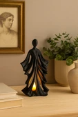 PAMUK'S DESİGN Kadın Figürlü Dekoratif Mumluk, Güç ve Zarafeti Simgeleyen Bohem Tasarım, Reçine, Ev Ofis Dekoru thumbnail 3