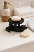 PAMUK'S DESİGN Siyah Kedi Figürlü Sunumluk Banyo Sabunluk, Kahvaltı Tabağı, Takı Organizeri, Mumluk 14 x 14 cm thumbnail 4