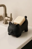 PAMUK'S DESİGN Dekoratif Kedi Figürlü Sabunluk & Süngerlik Şık ve Sevimli Banyo, Mutfak Aksesuarı Çok Amaçlı thumbnail 2