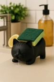 PAMUK'S DESİGN Dekoratif Kedi Figürlü Sabunluk & Süngerlik Şık ve Sevimli Banyo, Mutfak Aksesuarı Çok Amaçlı thumbnail 1