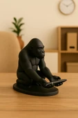 PAMUK'S DESİGN 3D Siyah Goril Figürlü Dekoratif Telefon, Tablet Standı, Kalem Tutucu Heykel, Masaüstü Organizer thumbnail 5