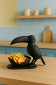 PAMUK'S DESİGN 3D Siyah Kuş Figürlü Kuruyemiş, Kahve Yanı Sunum, Takı Organizeri, Anahtarlık Çok Amaçlı 15 x 12 cm thumbnail 2