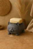 PAMUK'S DESİGN Dekoratif Kedi Figürlü Sabunluk & Süngerlik Şık ve Sevimli Banyo, Mutfak Aksesuarı Çok Amaçlı thumbnail 2