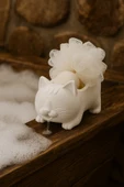 PAMUK'S DESİGN Dekoratif Kedi Figürlü Sabunluk & Süngerlik Şık ve Sevimli Banyo, Mutfak Aksesuarı Çok Amaçlı thumbnail 1