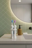 PAMUK'S DESİGN 3D Hediye Çiftler İçin Diş Fırçalığı Minimalist Banyo Aksesuarı Geri Dönüştürülmüş PLA 13 x 9 cm thumbnail 3