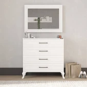 Country Şifonyer Aynası - Mat Lake Beyaz 90x65x4 cm (GxYxD) thumbnail 2