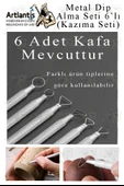 Tel Dip Alma Seti 6 lı 13 cm 1 Paket Kazıma Seti Paslanmaz Çelik Rötüş Modelaj Kil Heykel Çömlek Yapma Çubuğu Sanatsal thumbnail 2